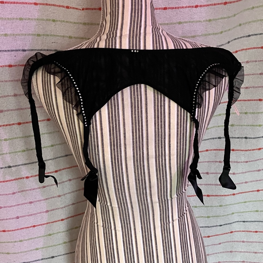 Victoria's Secret Black crystal embellished garter belt